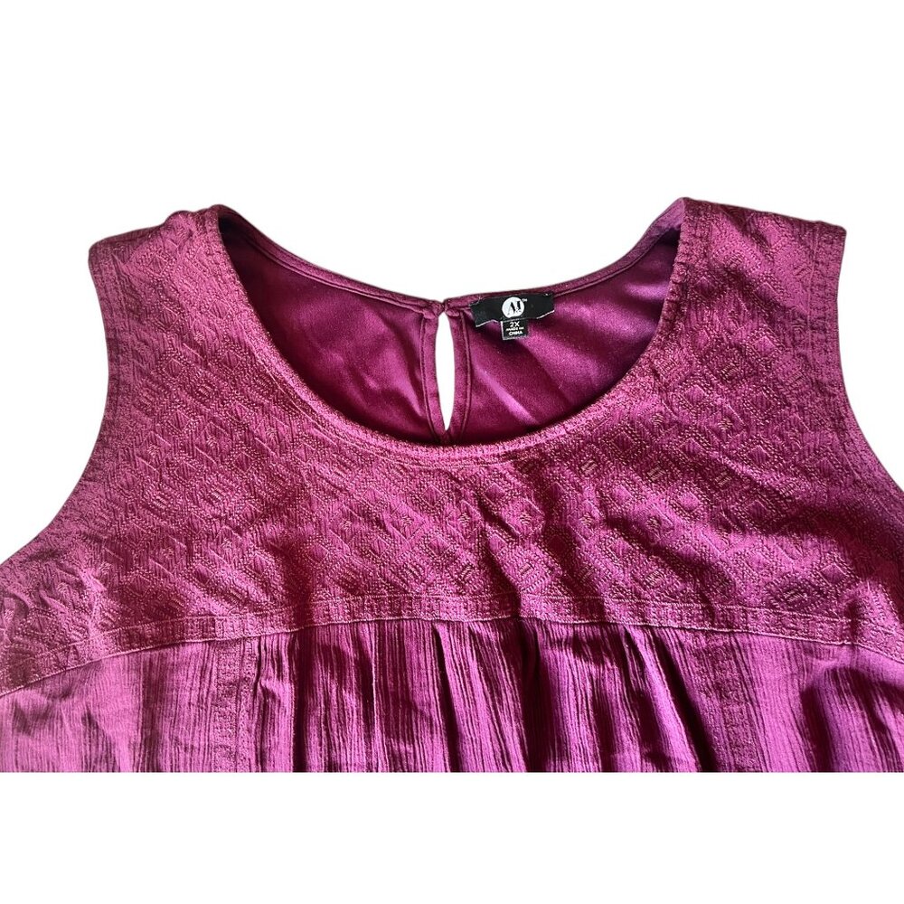 Womens 2X Maroon High/Low Dress By Ai  Diamond bodice Pattern Crinkle Fabric - Picture 5 of 16